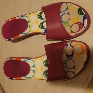 Pink Coach slip on sandals